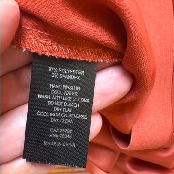 Rachel Zoe burnt orange elastic waist satin midi skirt SIZE 6 - Picture 4 of 5